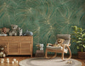 Emerald Green Tropical Leaf Wallpaper | Luxury Palm Mural
