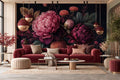 Dark Moody Floral Wallpaper Giant Peony Mural Maximalist Decor Peel and Stick