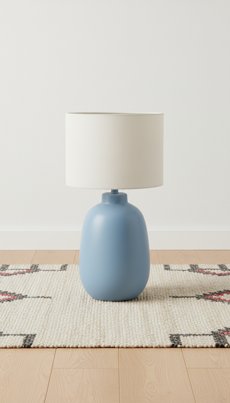 Ceramic table lamp in cloud blue